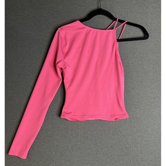 ASTR One Long Sleeve Top Blouse Pink Ruched Gathered Front Stretch Women XS - Picture 3 of 8